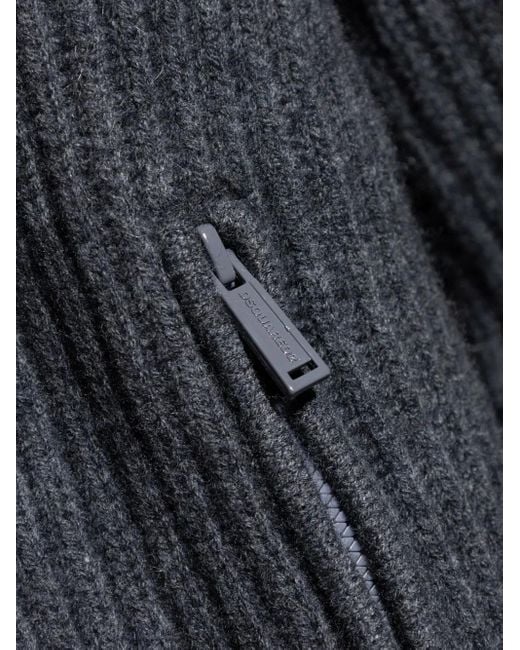 DSquared² Blue Ribbed Zip-Up Cardigan for men