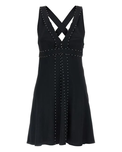 Vestido corto con aplique de perla Giovanni bedin de color Black