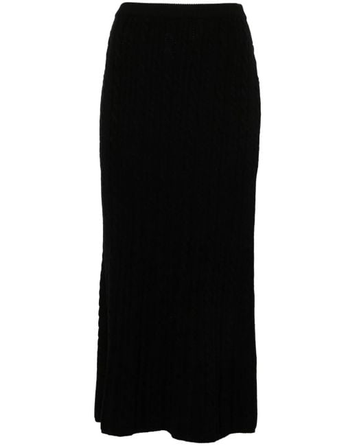 Alessandra Rich Black Cable-Knit Maxi Skirt