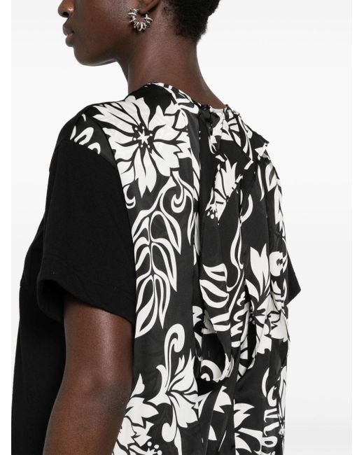 Sacai Black Bluse mit Blumen-Print