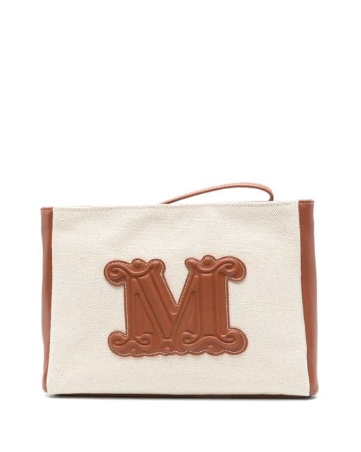 Max Mara Natural Medium Cascia Beach Clutch Bag