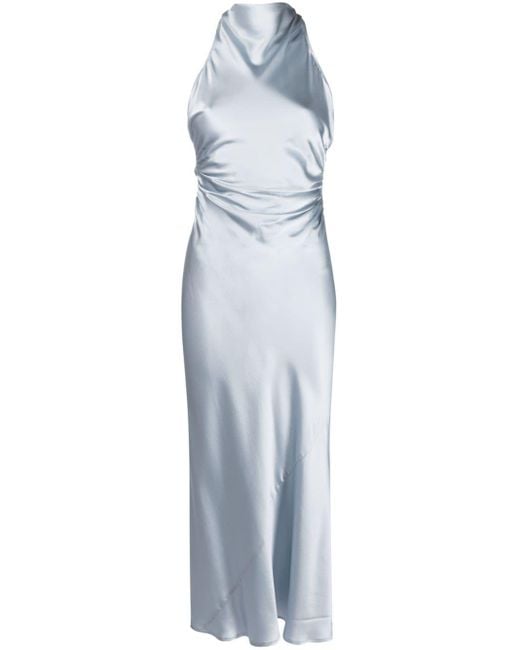 Reformation Blue Casette Silk Dress