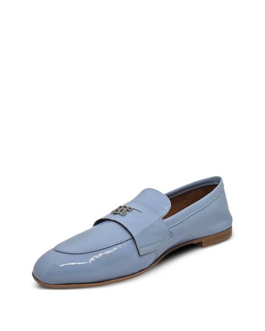 Casadei Blue Plaque Strap Loafers