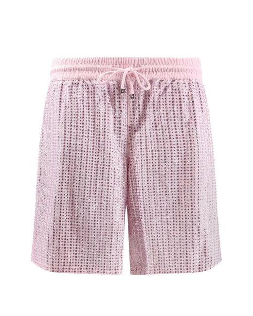 VENUJA Pink Crystal-Embellished Drawstring Shorts