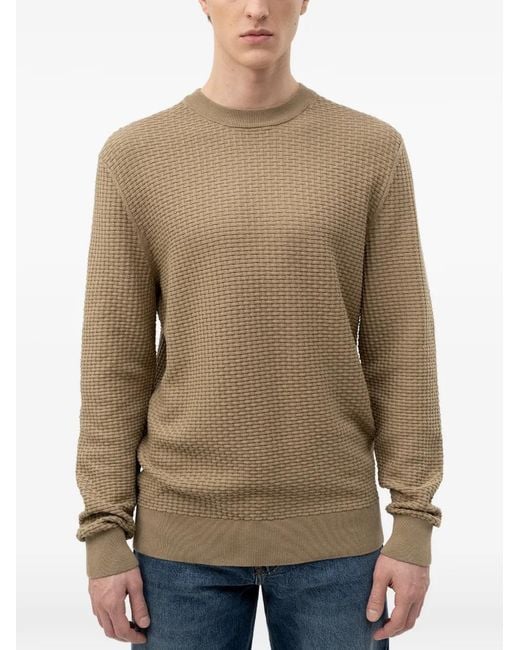 Boss Natural Basket-Weave Crew-Neck Sweater for men