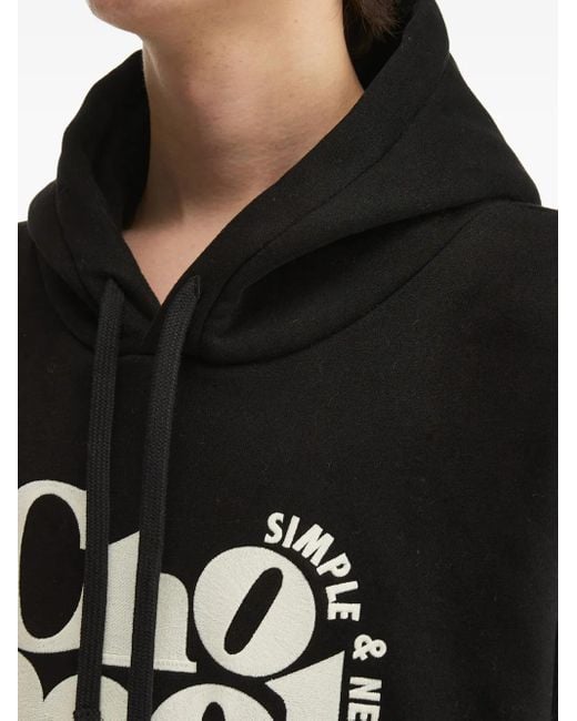Chocoolate Black Logo-Print Hooded Sweatshirt for men