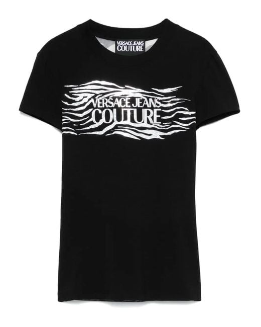 Versace Jeans Couture Black Logo-Print T-Shirt