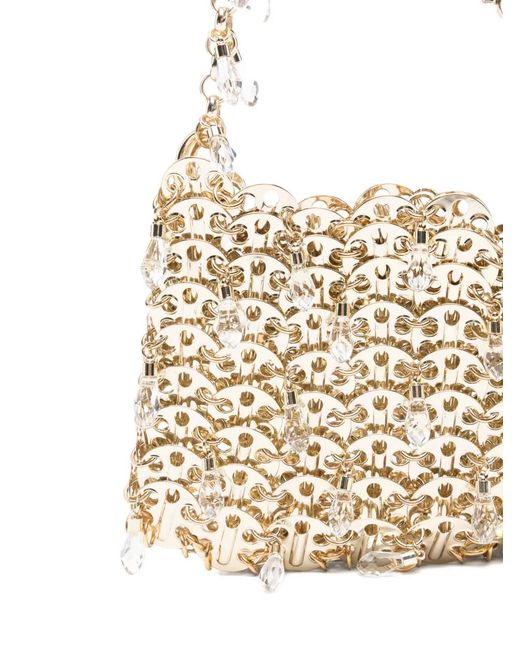 Rabanne White Sac Porté Épaule À Ornements En Cristal