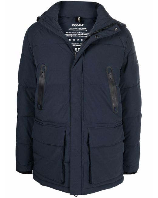 Ecoalf Blue Quilted-finish Padded Coat for men