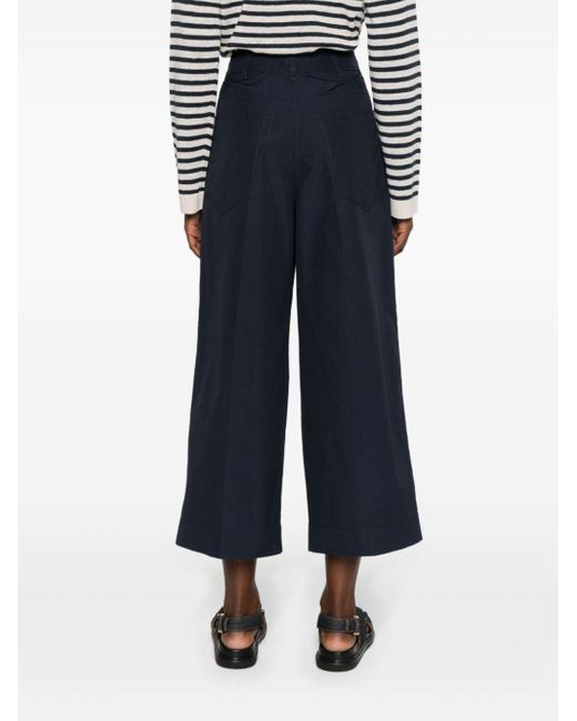 Ulla Johnson Blue Pleated Cropped Straight Trousers