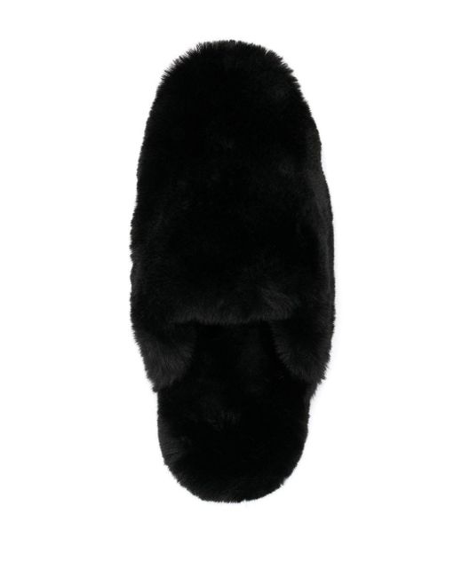 Balenciaga Black Teddy Faux-shearling Slippers