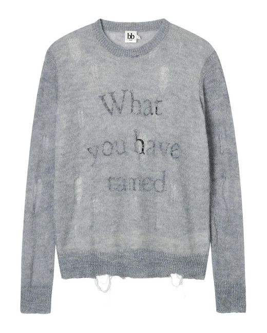 B+ AB Gray Distressed Sweater