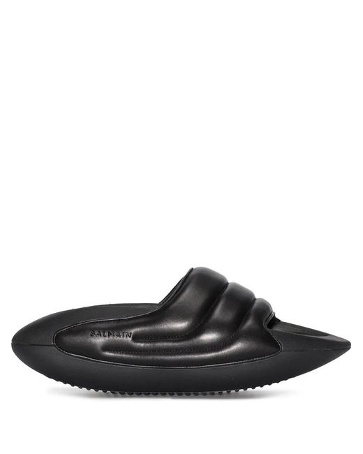 Balmain Black B-It-Puffy Quilted Slides for men