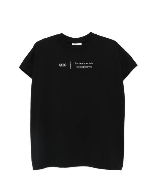 Gcds Black T-Shirt À Imprimé Graphique