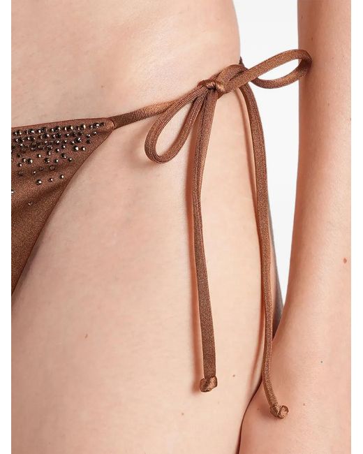 Mc2 Saint Barth Natural Rhinestone-Embellished Side-Tie Bikini Bottoms