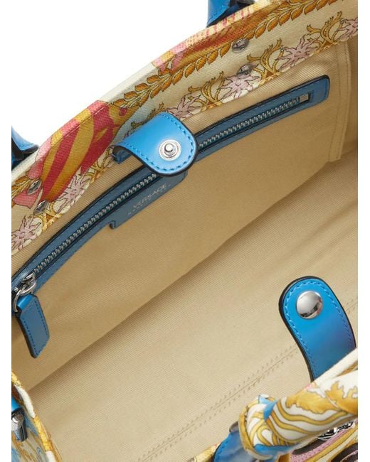 Versace Blue Underwater Barocco La Medusa Small Tote Bag