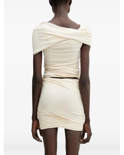 Rick Owens White Draped Off-Shoulder Top