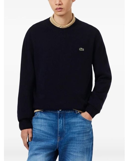 Lacoste Blue Logo-Patch Wool Sweater for men