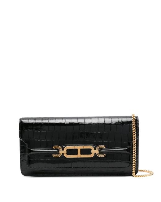 Tom Ford Black Whitney Crocodile-Embossed Shoulder Bag