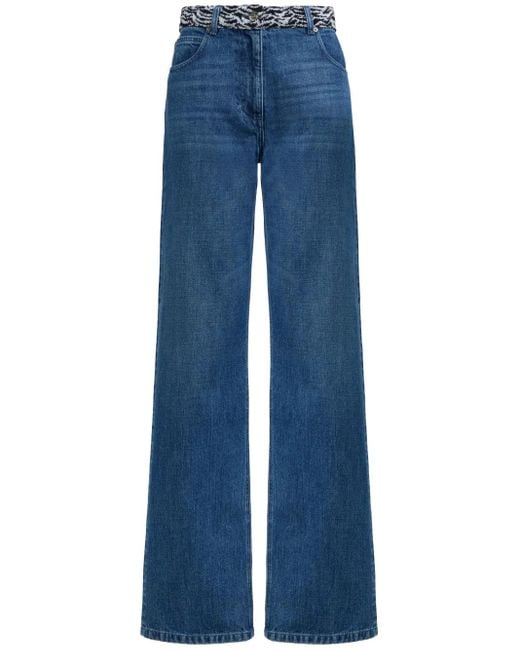 Missoni Blue Knitted-Panel Jeans