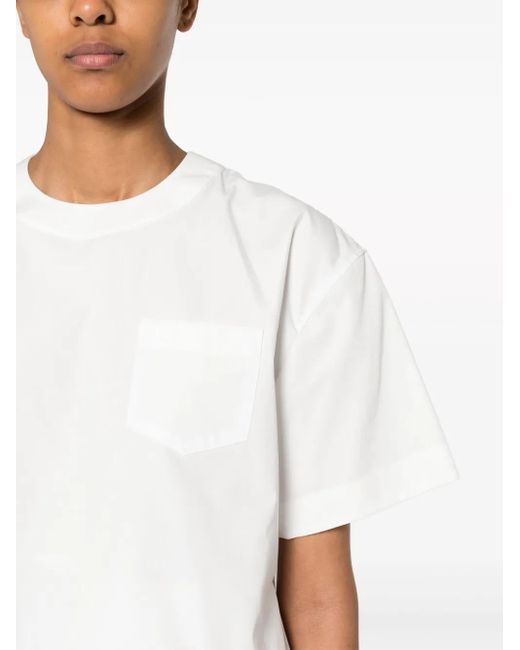 Sacai White Asymmetric Poplin T-Shirt