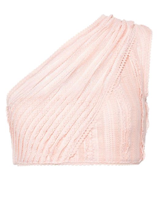 Charo Ruiz Pink Marthy Lace Crop Top