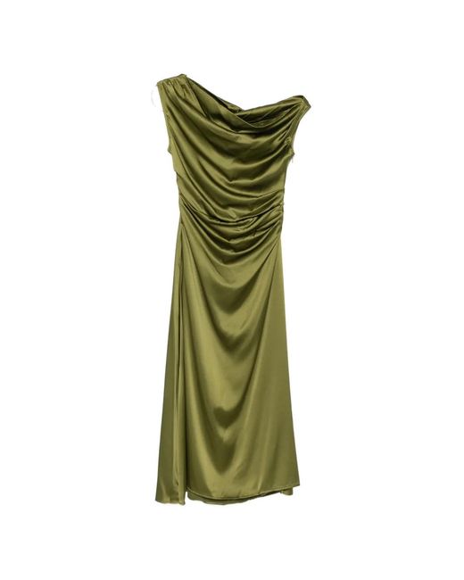 Staud Green Phare Off-Shoulder Draped Dress