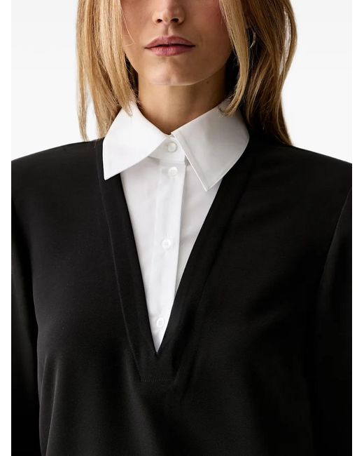 Karl Lagerfeld Black Robe Courte À Col Contrastant En V