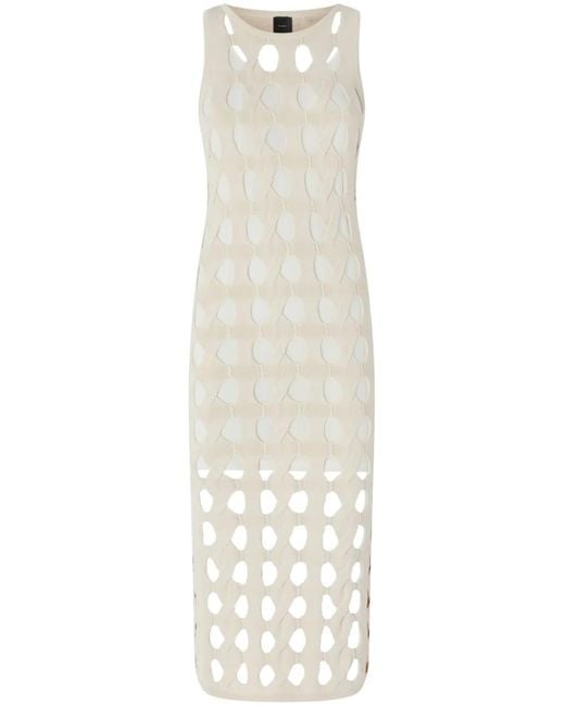 Pinko White Sleeveless Midi Dress With Unique Cut-Out Design