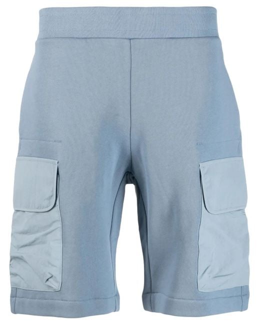 Paul Smith Blue Embroidered-Logo Knee-Length Shorts for men