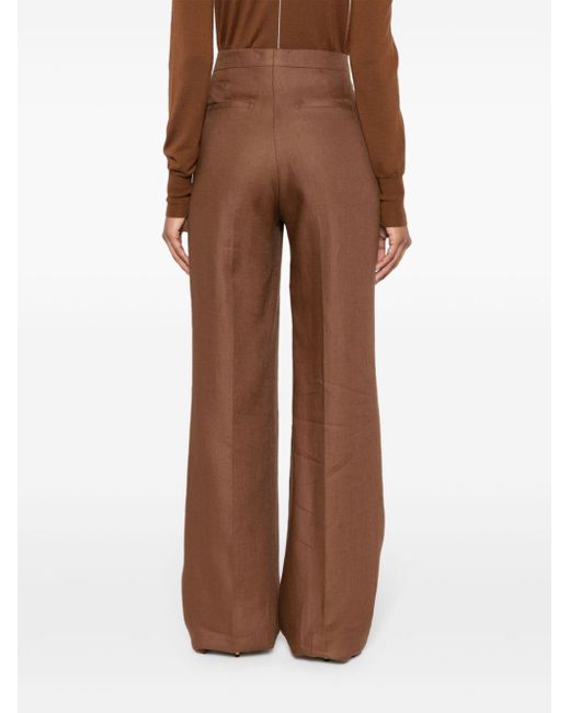 Pantalon droit à détail de plis Tagliatore en coloris Brown