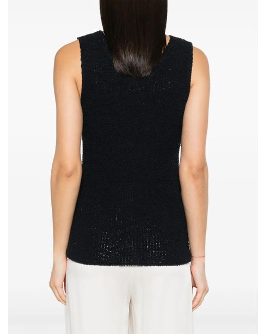 Fabiana Filippi Black V-Neck Bouclé Tank Top