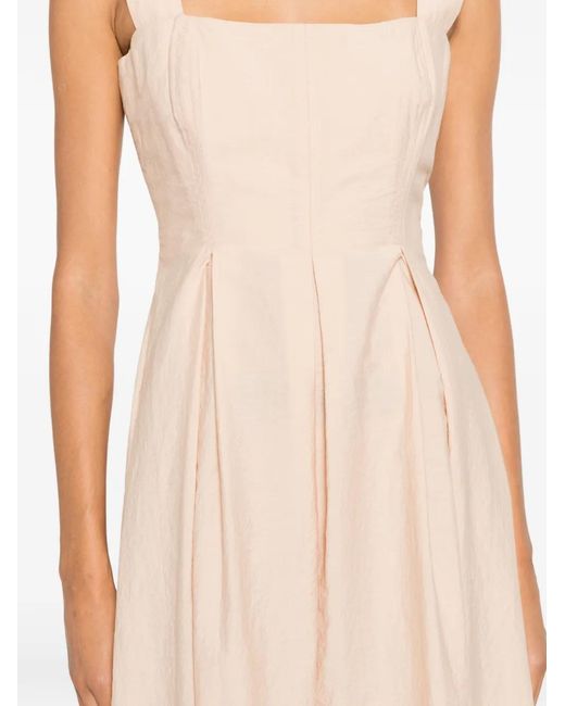 Momoní White Pleated Square-Neck Maxi Dress