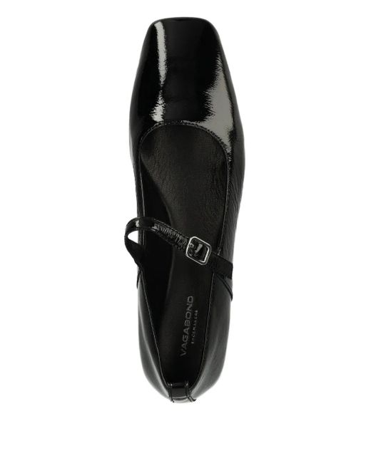 Vagabond Black Delia Patent-Leather Buckled Ballet Flats