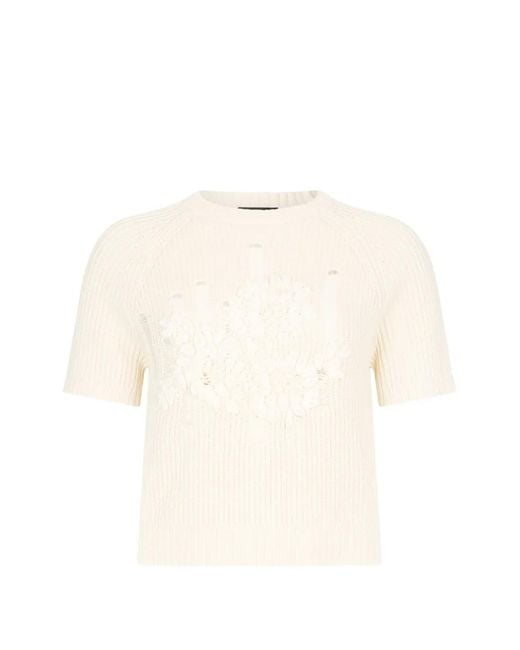 Liu Jo White Raffia-Embroidered Sweater