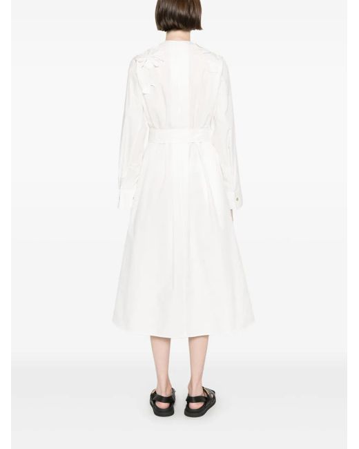 Abito Midi Con Ricamo di Forte Forte in White