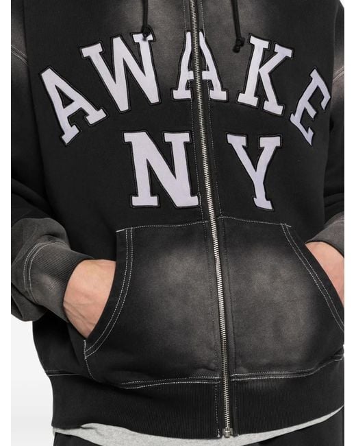 AWAKE NY Black Zip-Up Hoodie for men