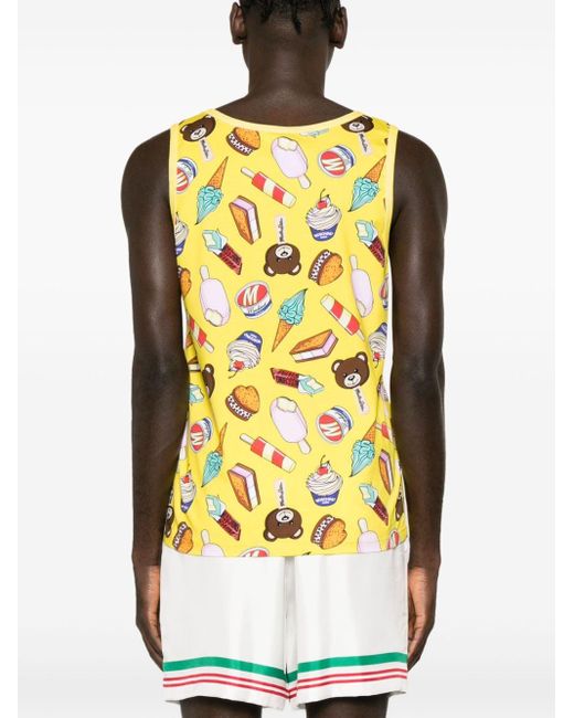 Moschino Yellow Graphic-print Tank Top for men