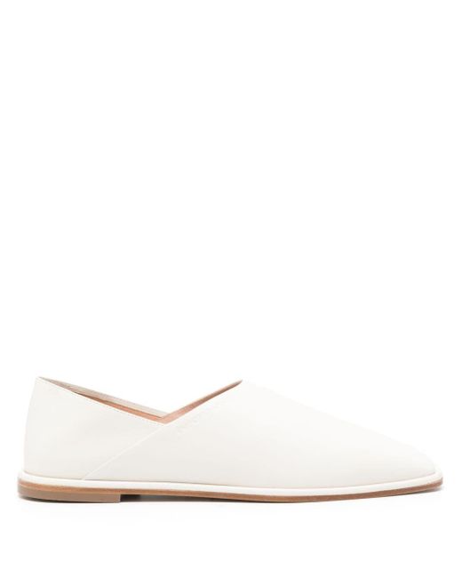 Square-toe leather slippers Emporio Armani en coloris White