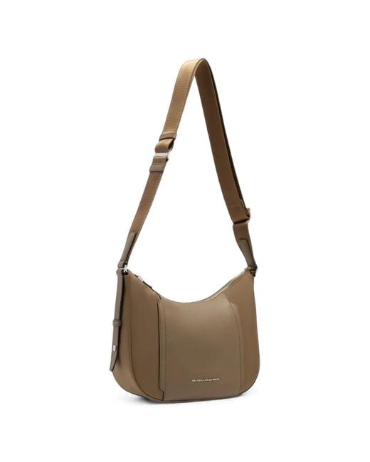 Piquadro Brown Logo Detail Shoulder Bag
