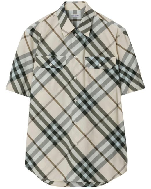 Burberry Gray Camicia In Cotone Check for men