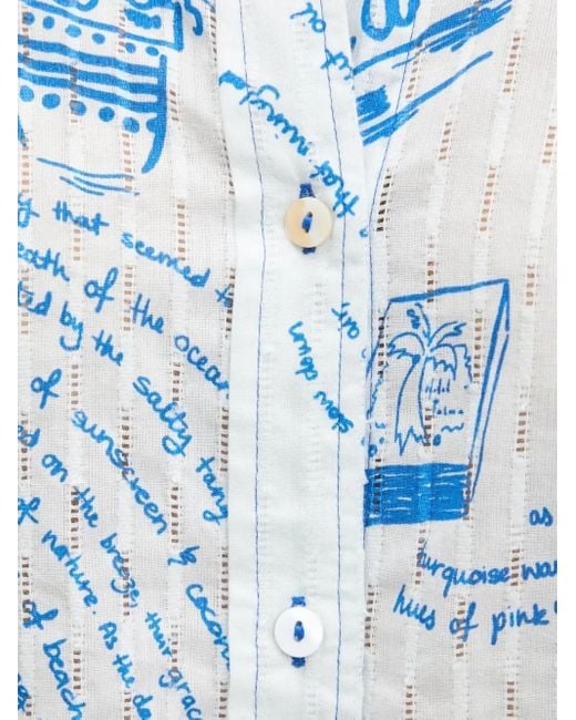 Never Fully Dressed Blue Ruffled-Sleeves Printed Shirt