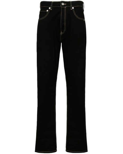 KENZO Black Drawn Varsity Straight-leg Jeans for men