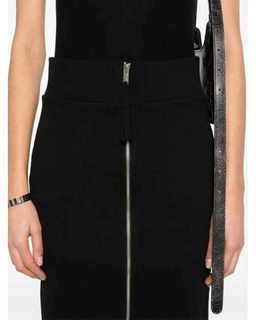 Thom Krom Black Fine-ribbed Zipped Midi Skirt