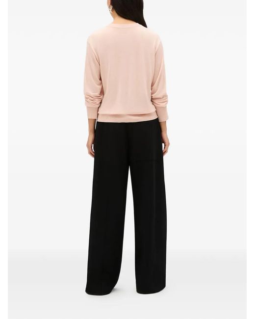 Another Tomorrow Pink Featherweight Crew-Neck Sweater