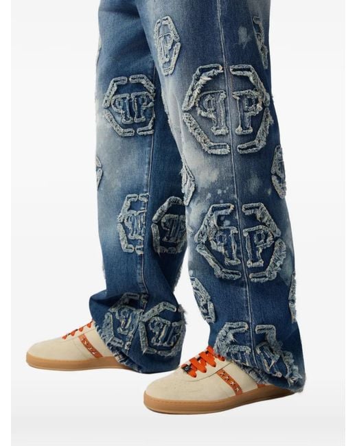 Philipp Plein Blue Jean À Motif Monogrammé for men