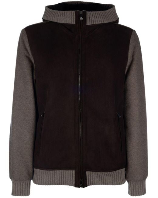 メンズ Corneliani フーデッド スエードジャケット Black