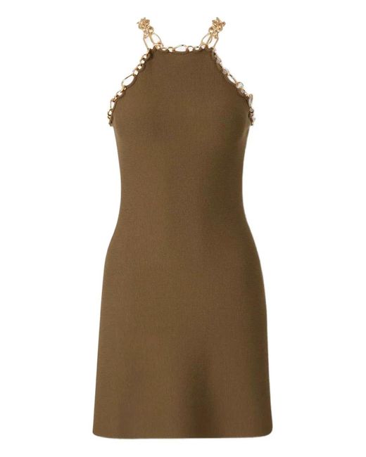 Cult Gaia Green Prati Chain-Embellished Mini Dress
