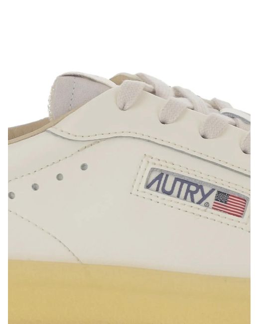 Autry White Dallas Suede-Panel Sneakers for men