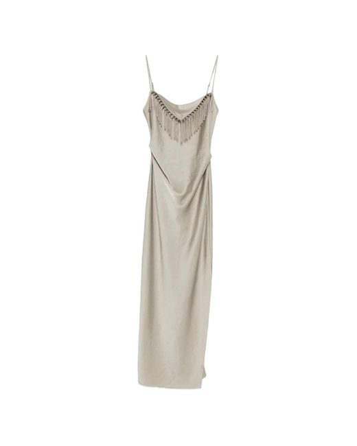 Nanushka White Rachana Fringe Slip Midi Dress